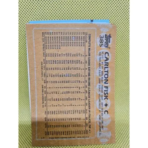 Carlton Fisk - HOF - 1988 Topps #385 - White Sox - RAW Mint - Picture 2 of 2